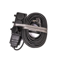 Удлинитель на каучуковой колодке 3х15м 16А 250В 4000Вт IP44 каучук КГ 3х2.5 черн. УХз16 Россия КОСМОС YKsm15m-3g(16A)KG-B