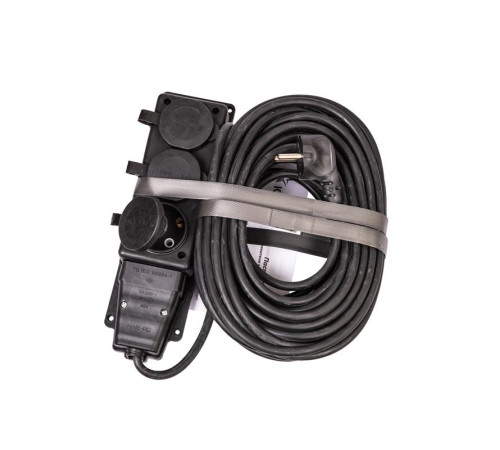 Удлинитель на каучуковой колодке 3х15м 16А 250В 4000Вт IP44 каучук КГ 3х2.5 черн. УХз16 Россия КОСМОС YKsm15m-3g(16A)KG-B
