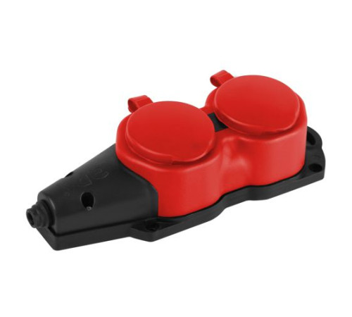 Колодка ЭРА KX-2e-RED-IP44 каучуковая с заземлением 2 розетки 16A IP44 красн. Эра Б0068443
