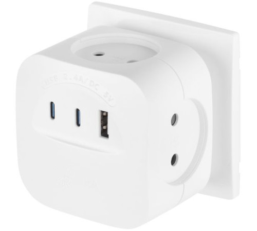 Разветвитель 4-м SP-4-3USBAC-W + 3 USB A+C со шторками 10А бел. Эра Б0069083