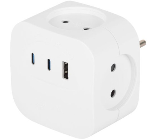 Разветвитель 4-м SP-4-3USBAC-W + 3 USB A+C со шторками 10А бел. Эра Б0069083