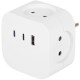 Разветвитель 4-м SP-4-3USBAC-W + 3 USB A+C со шторками 10А бел. Эра Б0069083