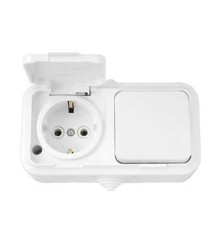 Блок ОП (розетка с заземл. + 1-кл. выкл.) IP44 бел. Bylectrica В-РЦ-657