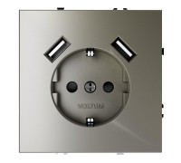Розетка 1-м СП S70 16А с USB A+A с заземл. защ. шторки механизм шелк Voltum VLS040404
