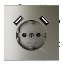 Розетка 1-м СП S70 16А с USB A+A с заземл. защ. шторки механизм шелк Voltum VLS040404