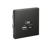Розетка USB ArtGallery тип A+C 45Вт QC PD высокоскор. ЗУ механизм базальт SE GAL001429