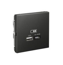 Розетка USB ArtGallery тип A+C 45Вт QC PD высокоскор. ЗУ механизм базальт SE GAL001429