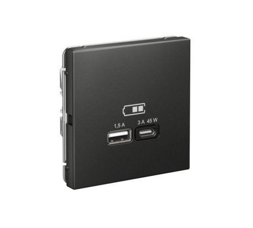 Розетка USB ArtGallery тип A+C 45Вт QC PD высокоскор. ЗУ механизм базальт SE GAL001429