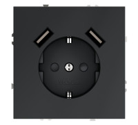 Розетка 1-м СП S70 16А с USB A+A с заземл. защ. шторки механизм графит Voltum VLS040407