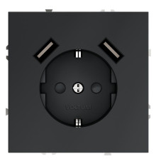 Розетка 1-м СП S70 16А с USB A+A с заземл. защ. шторки механизм графит Voltum VLS040407