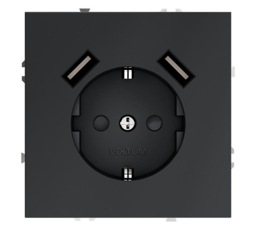 Розетка 1-м СП S70 16А с USB A+A с заземл. защ. шторки механизм графит Voltum VLS040407