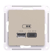 Розетка USB AtlasDesign тип A+C 45Вт высокоскор. ЗУ QC PD механизм песочн. SE ATN001229