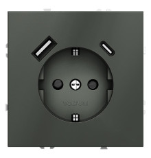 Розетка 1-м СП S70 16А с USB A+С с заземл. защ. шторки механизм титан Voltum VLS040506