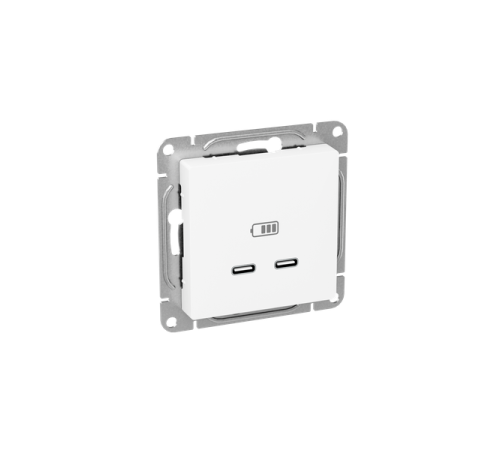 Розетка 2-м СП Эпика USB-C механизм бел. EKF UP1-SOW-2USBC