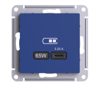 Розетка USB AtlasDesign тип C 65Вт высокоскор. ЗУ QC PD механизм аквамарин SE ATN001127
