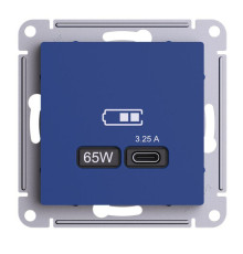 Розетка USB AtlasDesign тип C 65Вт высокоскор. ЗУ QC PD механизм аквамарин SE ATN001127