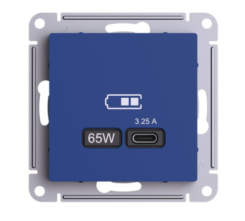 Розетка USB AtlasDesign тип C 65Вт высокоскор. ЗУ QC PD механизм аквамарин SE ATN001127