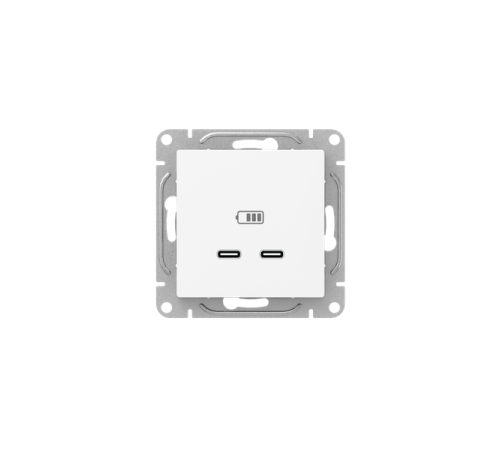 Розетка 2-м СП Эпика USB-C механизм бел. EKF UP1-SOW-2USBC