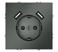 Розетка 1-м СП S70 16А с USB A+A с заземл. защ. шторки механизм титан Voltum VLS040406