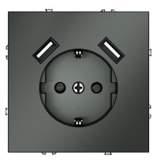 Розетка 1-м СП S70 16А с USB A+A с заземл. защ. шторки механизм титан Voltum VLS040406