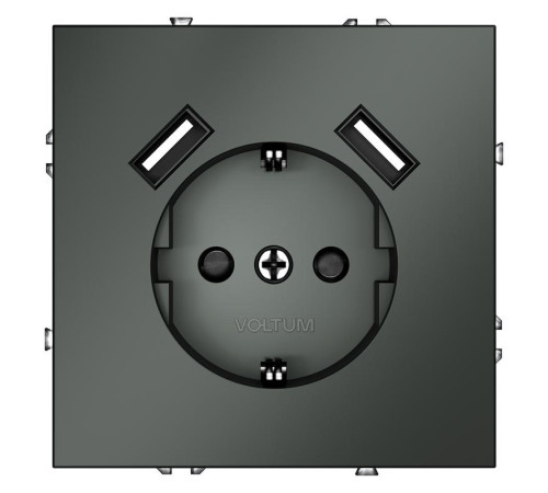 Розетка 1-м СП S70 16А с USB A+A с заземл. защ. шторки механизм титан Voltum VLS040406