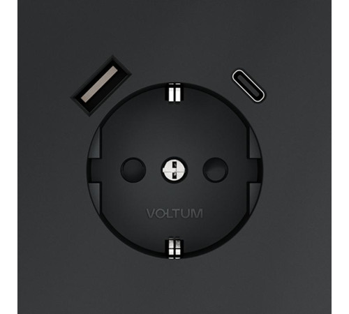 Розетка 1-м СП S70 16А с USB A+С с заземл. защ. шторки механизм графит Voltum VLS040507