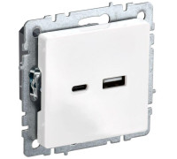 Розетка BRITE USB A+C 18Вт РЮ11-1-БрБ бел. IEK BR-U22-018-K01