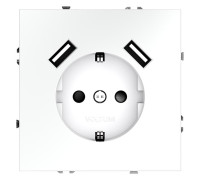Розетка 1-м СП S70 16А с USB A+A с заземл. защ. шторки механизм бел. матов. Voltum VLS040402