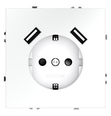 Розетка 1-м СП S70 16А с USB A+A с заземл. защ. шторки механизм бел. матов. Voltum VLS040402