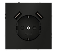 Розетка 1-м СП S70 16А с USB A+A с заземл. защ. шторки механизм черн. матов. Voltum VLS040408