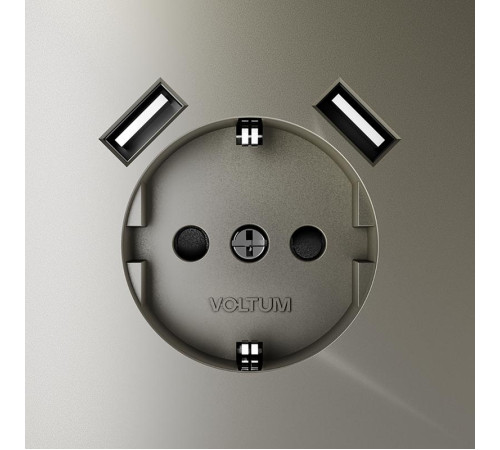 Розетка 1-м СП S70 16А с USB A+A с заземл. защ. шторки механизм шелк Voltum VLS040404