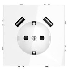 Розетка 1-м СП S70 16А с USB A+A с заземл. защ. шторки механизм бел. глянцевый Voltum VLS040401