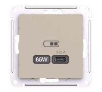 Розетка USB AtlasDesign тип C 65Вт высокоскор. ЗУ QC PD механизм песочн. SE ATN001227