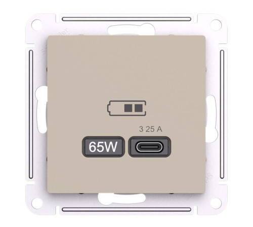 Розетка USB AtlasDesign тип C 65Вт высокоскор. ЗУ QC PD механизм песочн. SE ATN001227