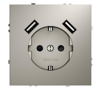 Розетка 1-м СП S70 16А с USB A+A с заземл. защ. шторки механизм кашемир Voltum VLS040403