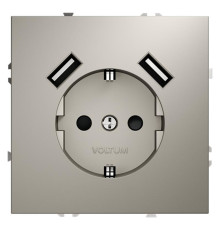 Розетка 1-м СП S70 16А с USB A+A с заземл. защ. шторки механизм кашемир Voltum VLS040403