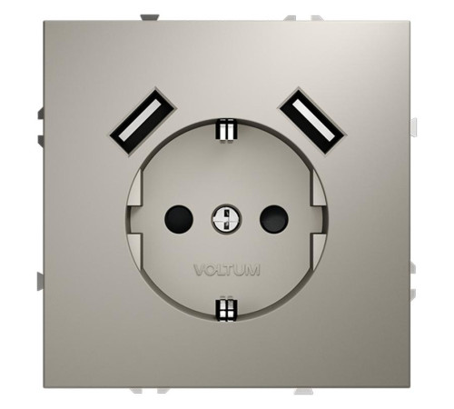 Розетка 1-м СП S70 16А с USB A+A с заземл. защ. шторки механизм кашемир Voltum VLS040403