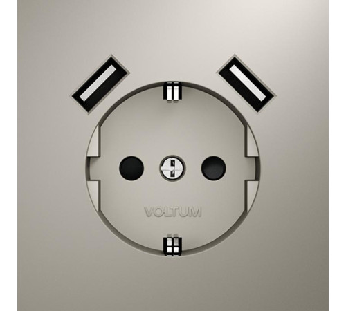 Розетка 1-м СП S70 16А с USB A+A с заземл. защ. шторки механизм кашемир Voltum VLS040403