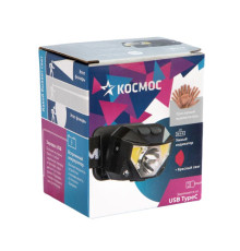 Фонарь налобный аккум. 3Вт XPG 2х3Вт COB/Li-po 1200мА.ч ABS пластик КОСМОС (KOC851Lit)