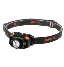 Фонарь аккумуляторный налобный AccuH1-L5WZ-og zoom LED 5Вт + 2хRED SMD IP54 5 режимов: 100проц. 180лм 3.5ч/50проц. 110лм 5.5ч/30проц. 65лм 15ч/красн. 28ч/мигающ. красн. 12ч аккум. 0.8А.ч управл. жестами черн./оранж. JazzWay 5036611