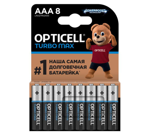 Элемент питания алкалиновый AAA/LR03 (блист. 8шт) Turbo Max Opticell 6053008