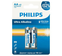 Элемент питания алкалиновый AA/LR6 1.5В Ultra (уп.2шт) Philips Б0064675