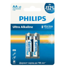 Элемент питания алкалиновый AA/LR6 1.5В Ultra (уп.2шт) Philips Б0064675