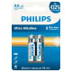 Элемент питания алкалиновый AA/LR6 1.5В Ultra (уп.2шт) Philips Б0064675