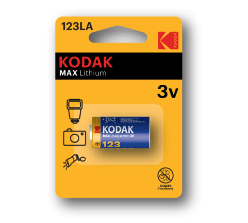 Элемент питания литиевый CR123 3В MAX Lithium (блист. 1шт) KODAK Б0005146