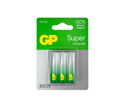 Элемент питания алкалиновый AA/LR6 1.5В Super Alkaline G-Tech (блист.6шт) GP 1228