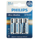 Элемент питания алкалиновый AA/LR6 1.5В Ultra (уп.4шт) Philips Б0062694