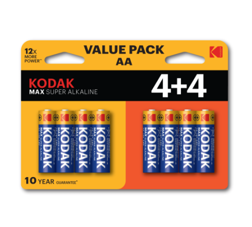 Элемент питания алкалиновый AA/LR6 1.5В MAX SUPER Alkaline (блист. 8шт) KODAK Б0057080