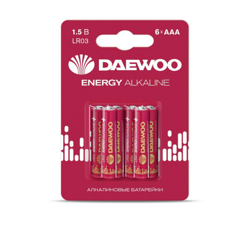 Элемент питания алкалиновый AAA/LR03 1.5В Energy Alkaline BL- 6 (блист. 6шт) DAEWOO 5057081