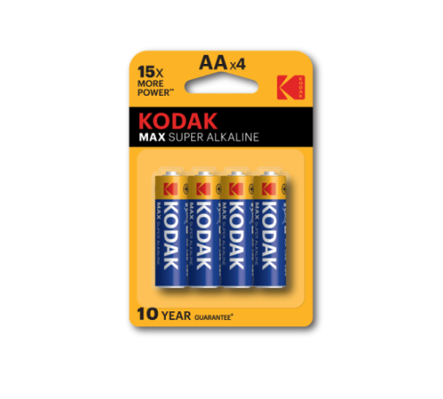Элемент питания алкалиновый AA/LR6 1.5В MAX SUPER Alkaline (блист.4шт) KODAK Б0005120